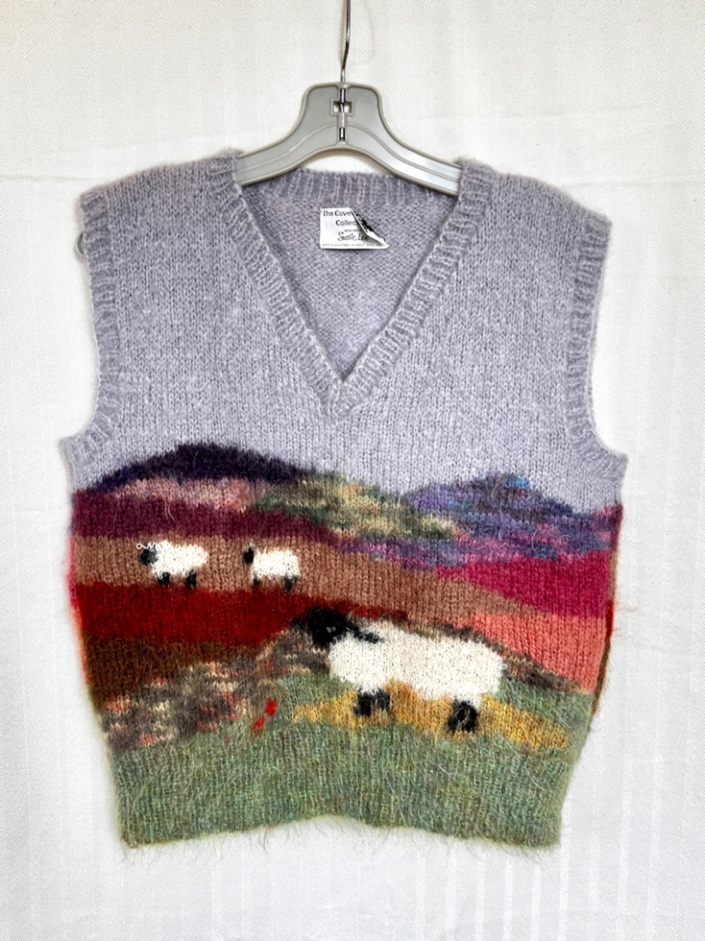 Vintage Susie Lee Mohair Wool Blend Hand Knit Sheep Sweater Vest - Picture 1 of 9